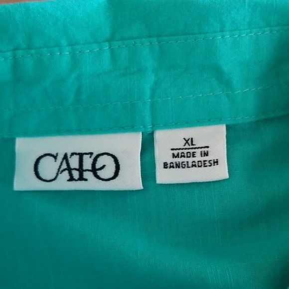 Turquoise LS button front blouse - Picture 7 of 8